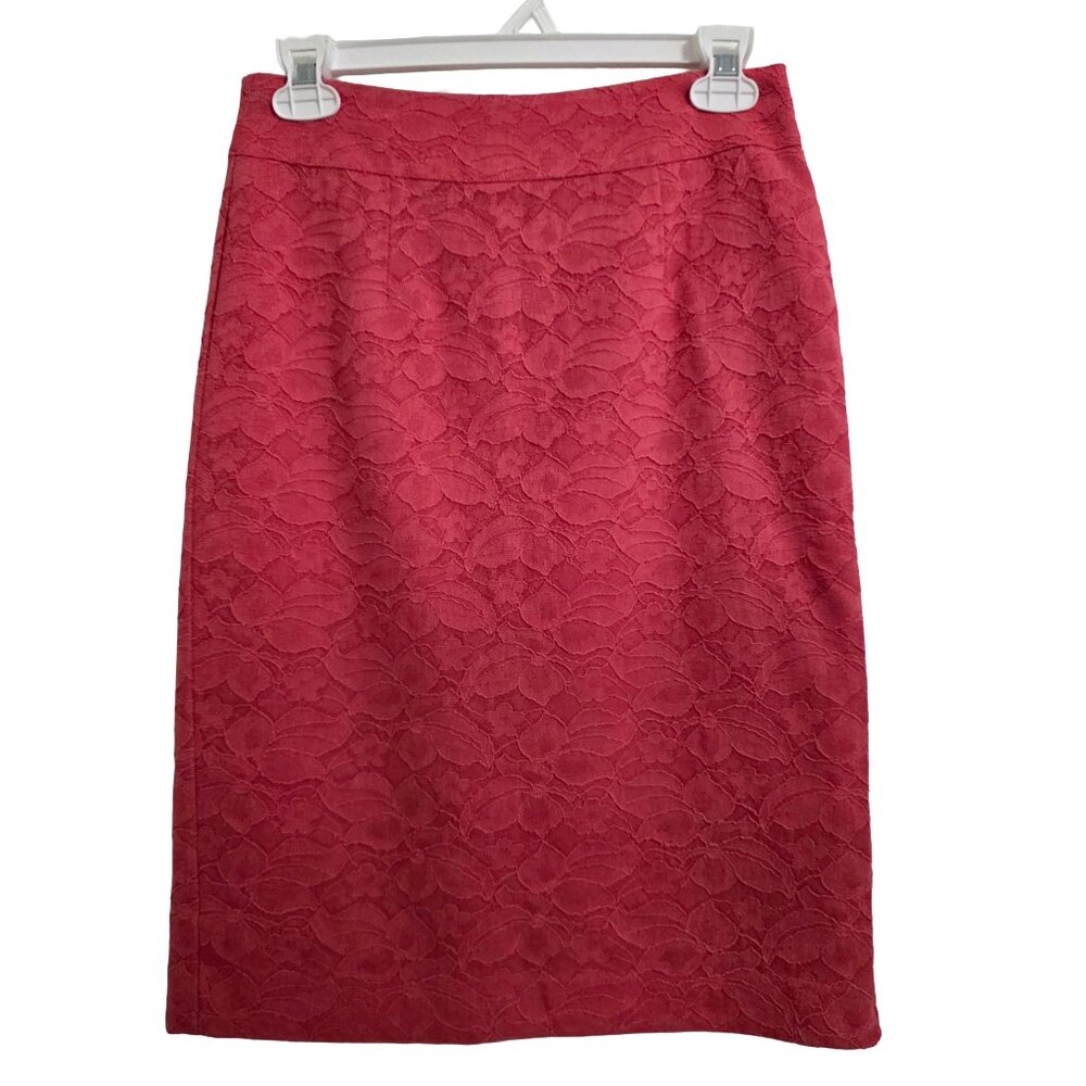 Banana Republic Floral Lace Cotton Pink Coral Pencil Skirt Women's Size 0